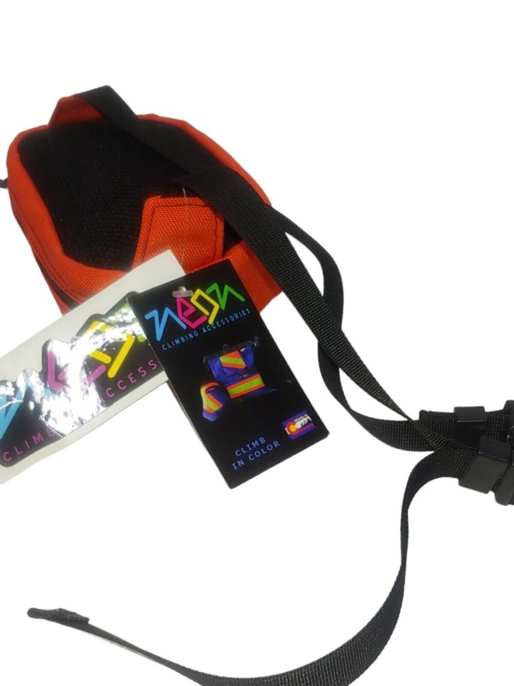 Neon Climbing Co Fanny Pack Hip Sack Small Orange Gray Green Adjustable 8x5" New - Picture 6 of 8